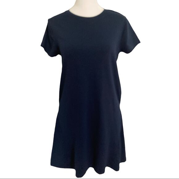 Zara Dresses & Skirts - Zara T-shirt Dress Navy size M Short Sleeve Asymmetrical Lines